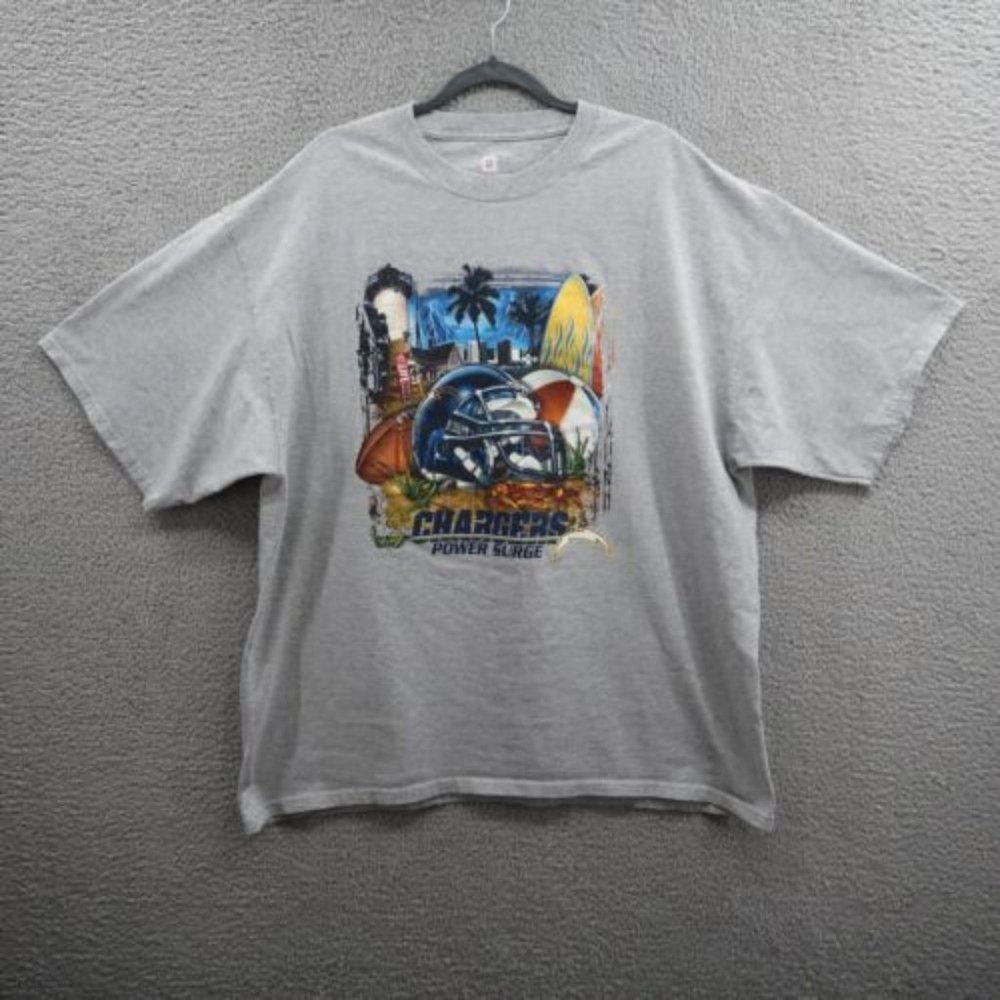 Los Angeles Chargers Shirt Mens Gray Short Sleeve NFL Graphic Tee